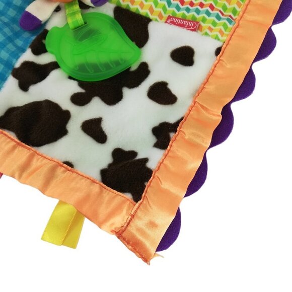 Infantino Cow Lovey Lovie Teether Leaf Security Blanket Blankie Satin Crinkle - Picture 6 of 9